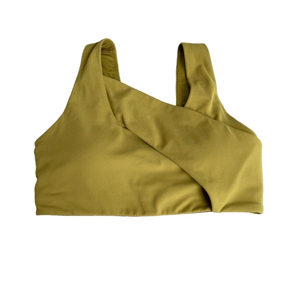 Lululemon Nulu Cross-Front Yoga Bra Light Support Auric Gold size 4